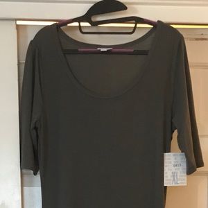 NWT LuLaRoe XL Ana Dress Grey w/Olive undertones